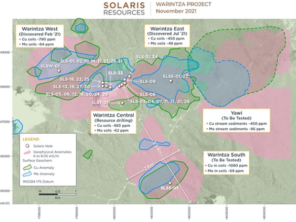 Solaris Commences Maiden Drilling at Warintza South; Updated Geophysics and Geochemistry Expand Warintza Porphyry Cluster